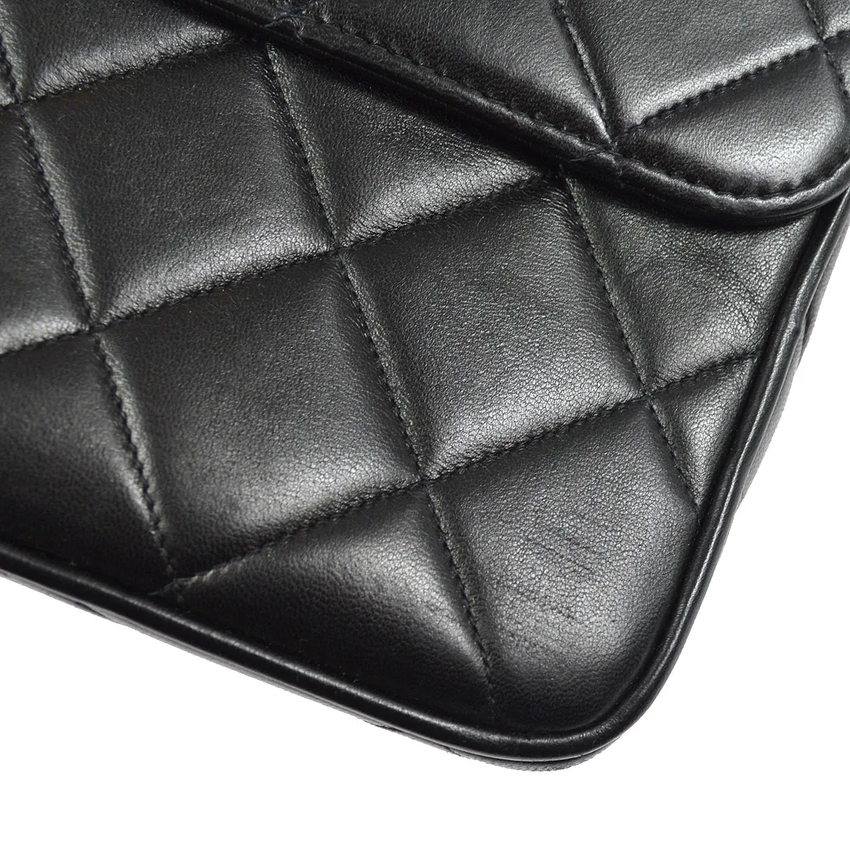 CHANEL Chain Shoulder Bag Black Lambskin