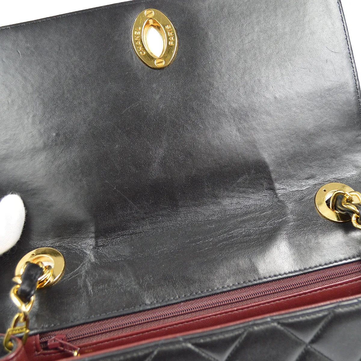 CHANEL Chain Shoulder Bag Black Lambskin