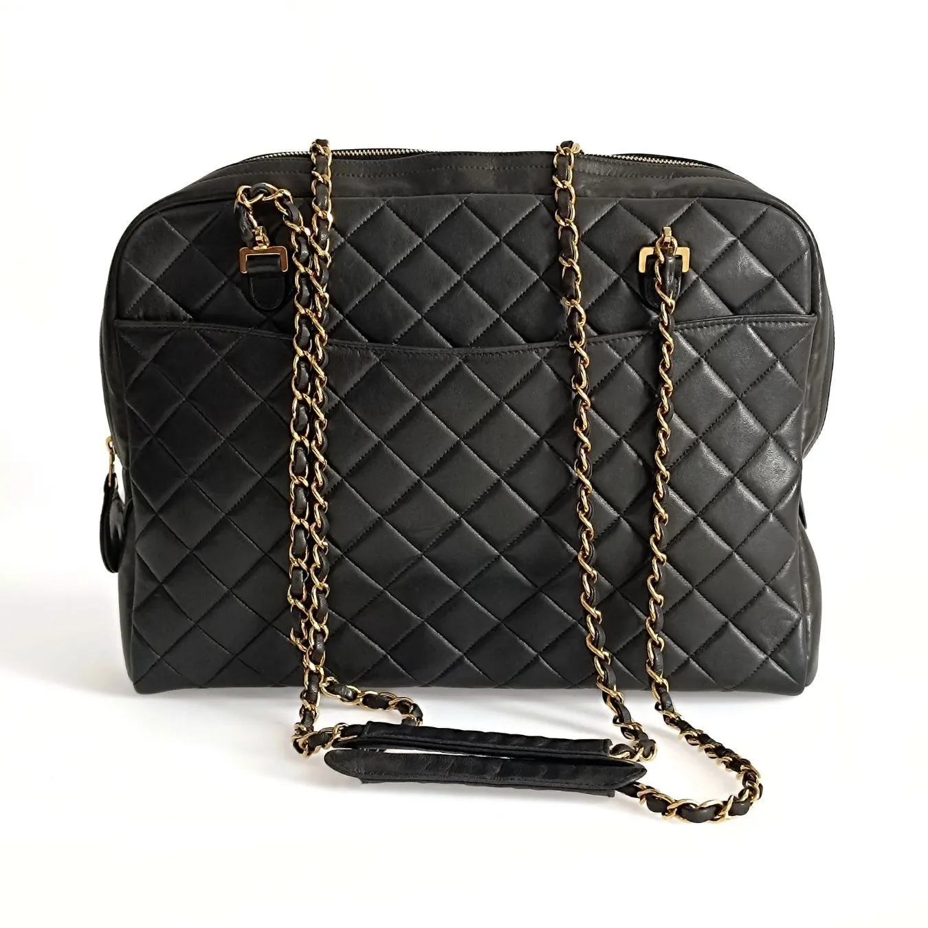 Chanel Chanel borsa a spalla Grand Shopping in pelle matelassè nera - '10s