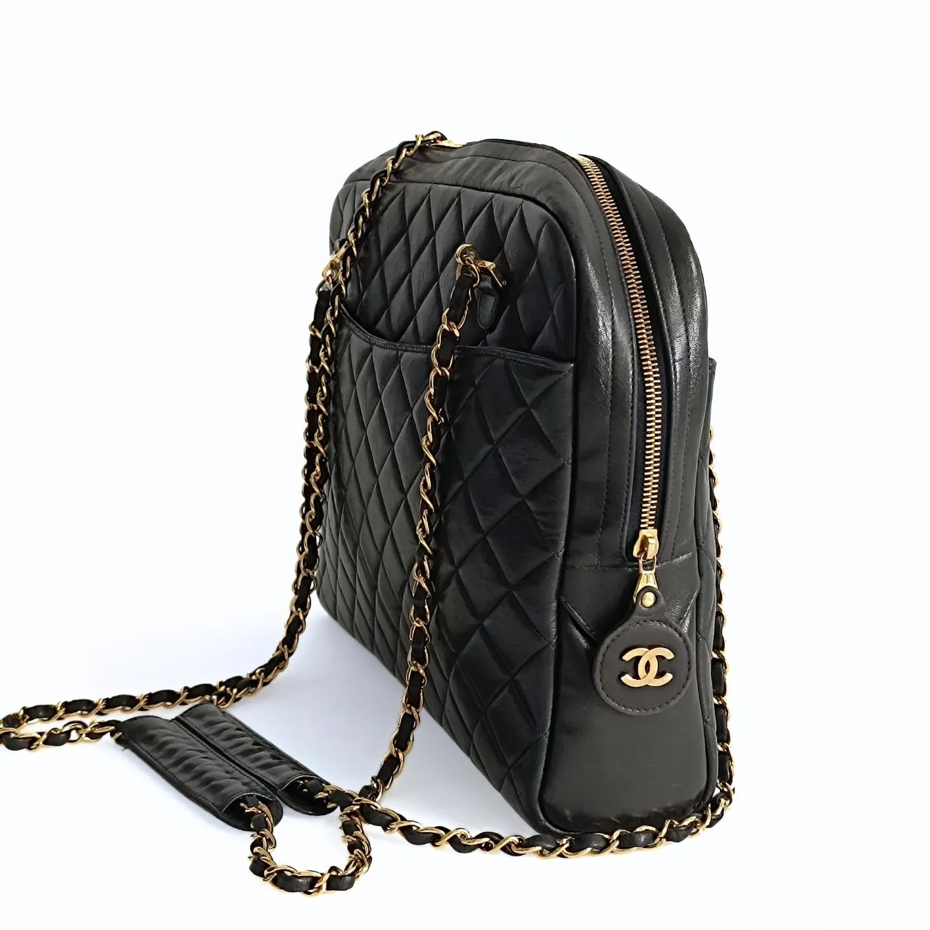 Chanel Chanel borsa a spalla Grand Shopping in pelle matelassè nera - '10s