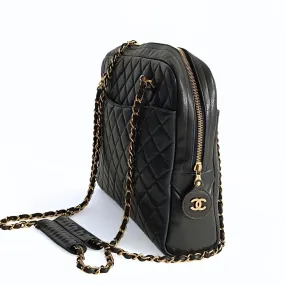 Chanel Chanel borsa a spalla Grand Shopping in pelle matelassè nera - '10s