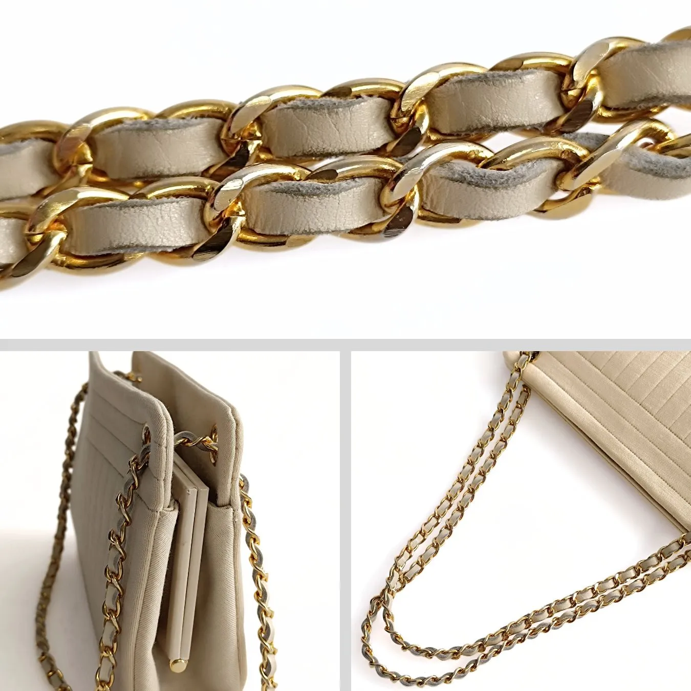 CHANEL Chanel Chanel vintage shoulder bag in beige cotton