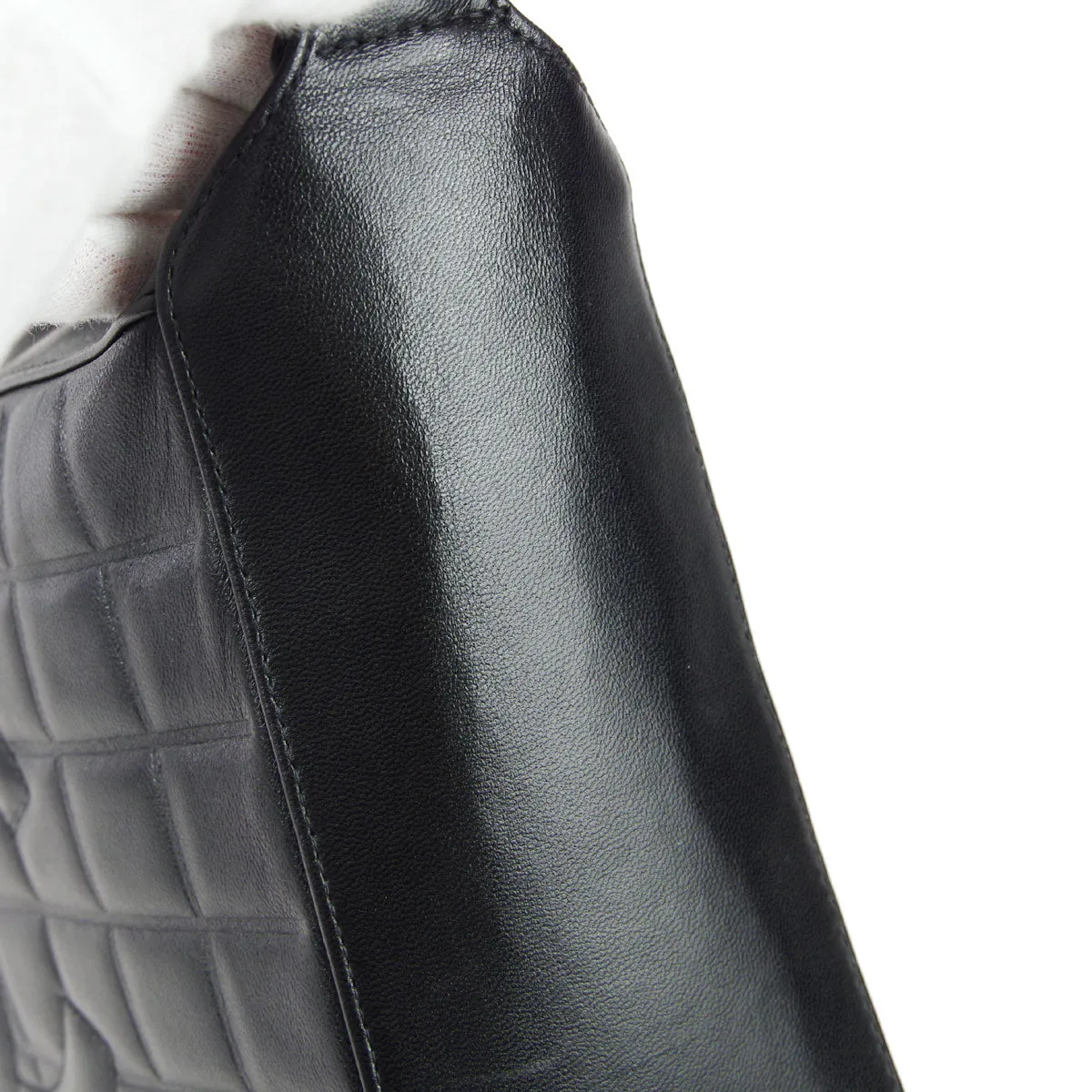 CHANEL Choco Bar Shoulder Bag Black Lambskin 67732