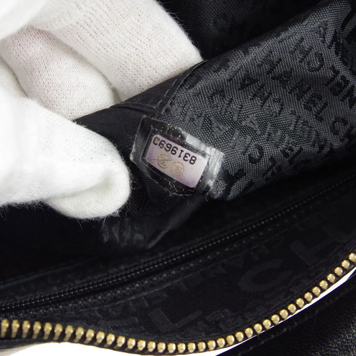 CHANEL Choco Bar Shoulder Bag Black Lambskin 67732