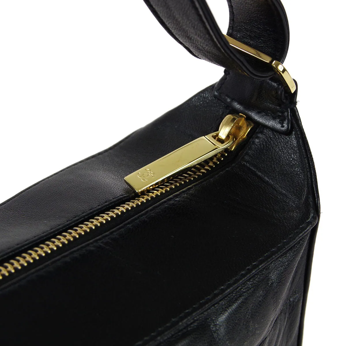 CHANEL Choco Bar Shoulder Bag Black Lambskin 67732