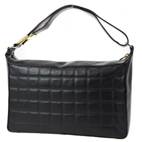 CHANEL Choco Bar Shoulder Bag Black Lambskin 67732