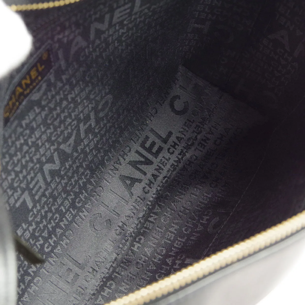 CHANEL Choco Bar Shoulder Bag Black Lambskin 67732