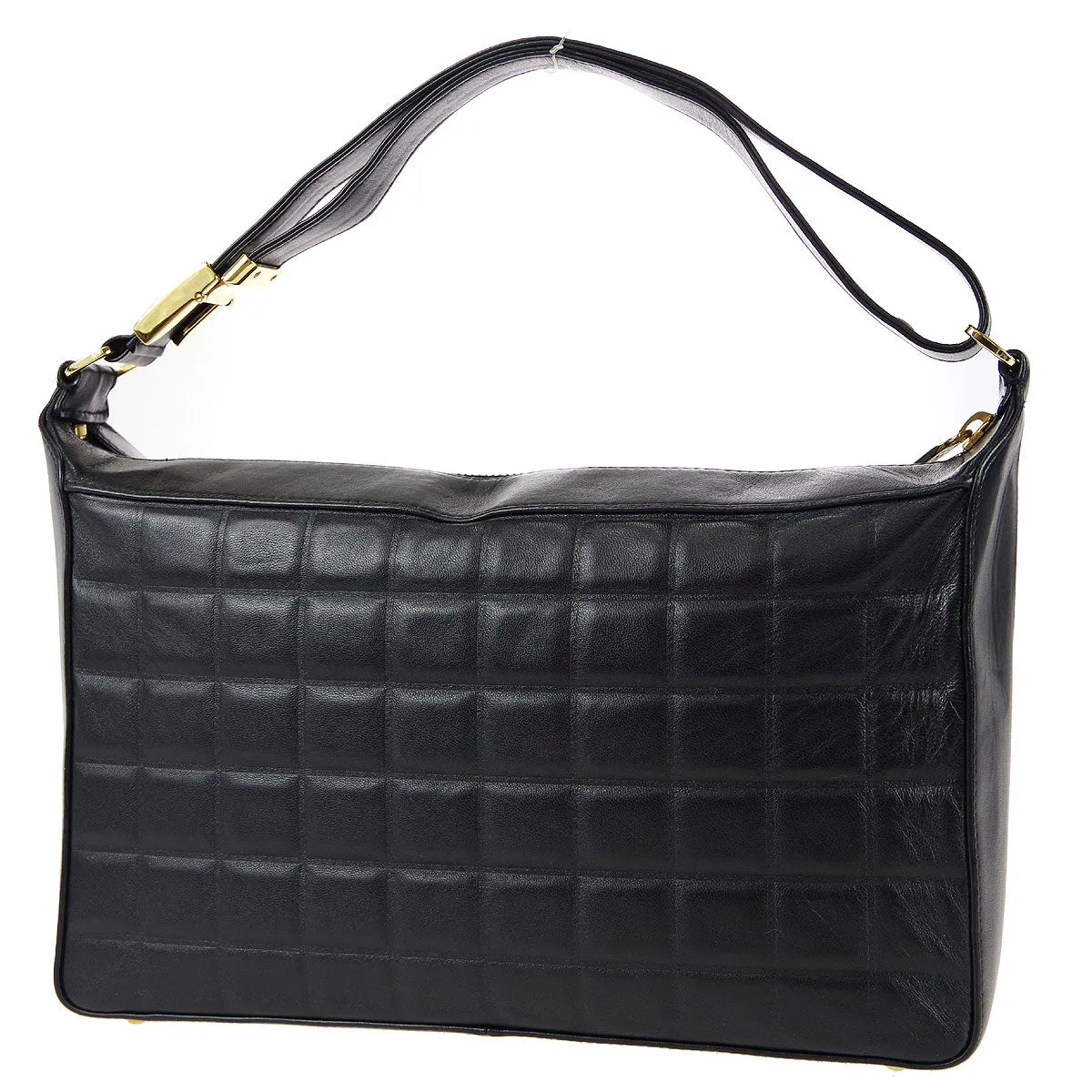 CHANEL Choco Bar Shoulder Bag Black Lambskin 67732
