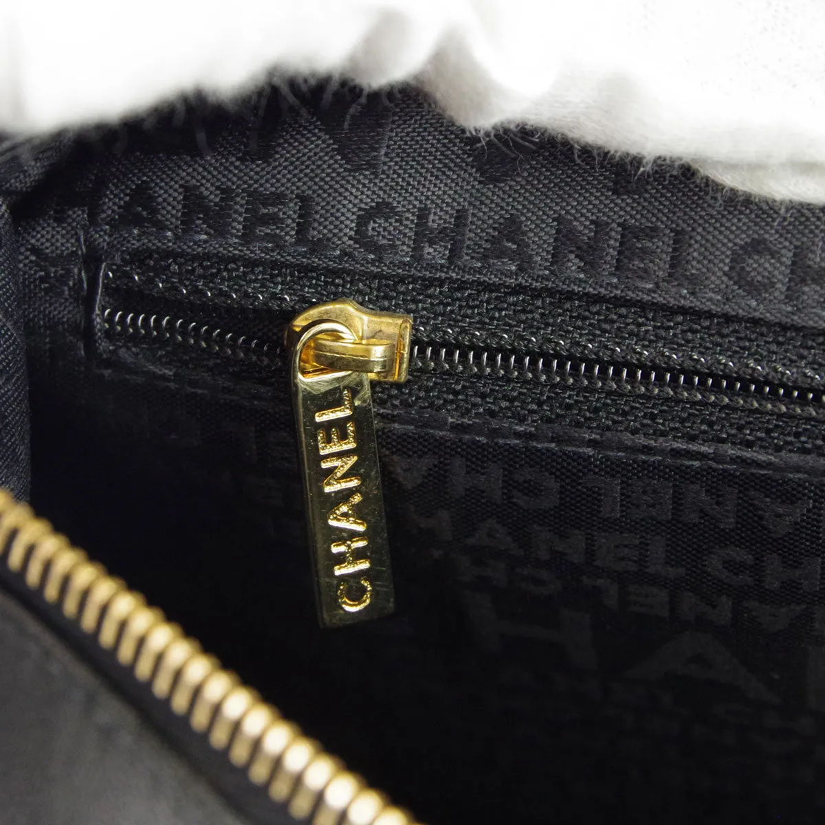 CHANEL Choco Bar Shoulder Bag Black Lambskin 67732