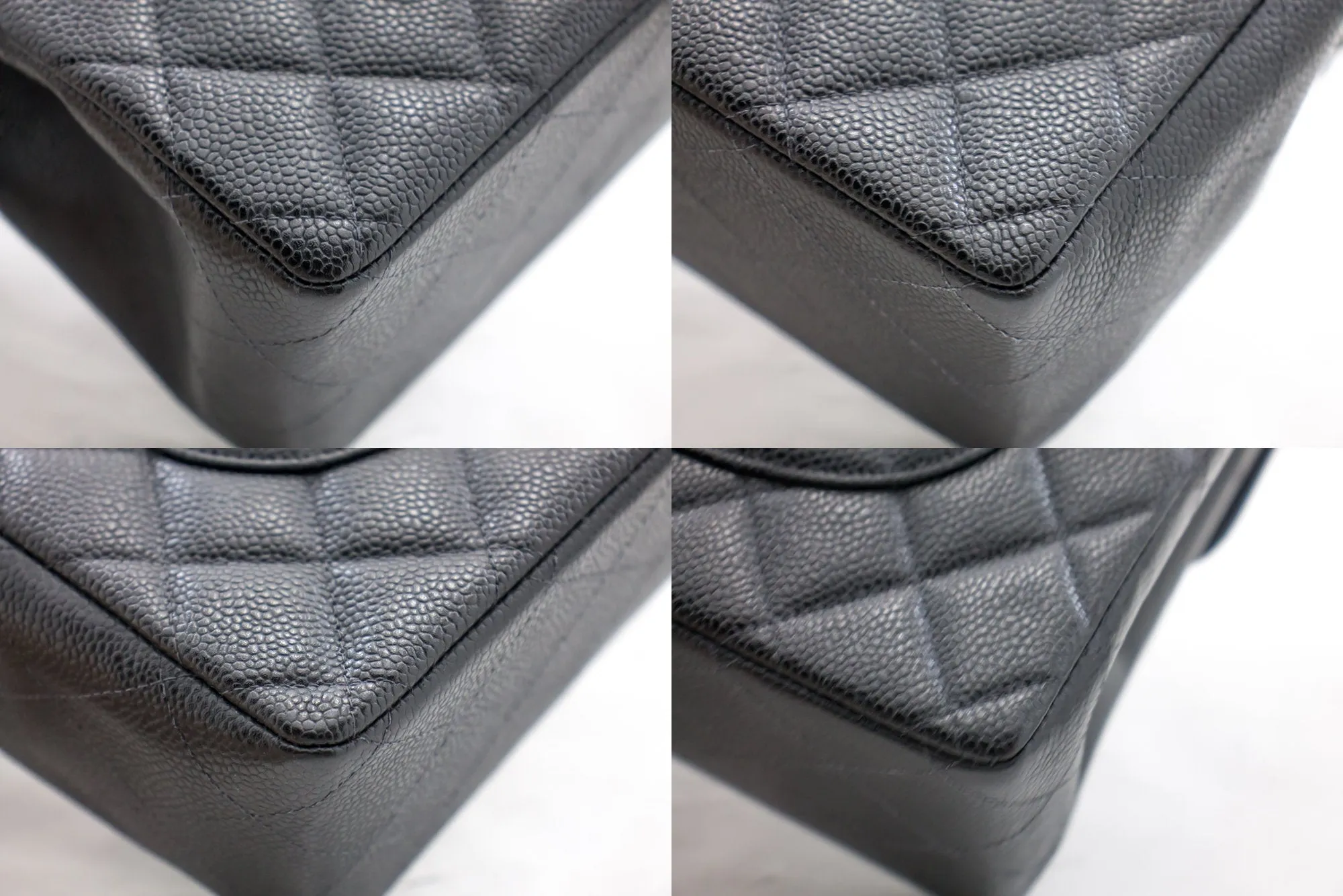 CHANEL Classic Large 11" Chain Shoulder Bag Black Grained Calfskin