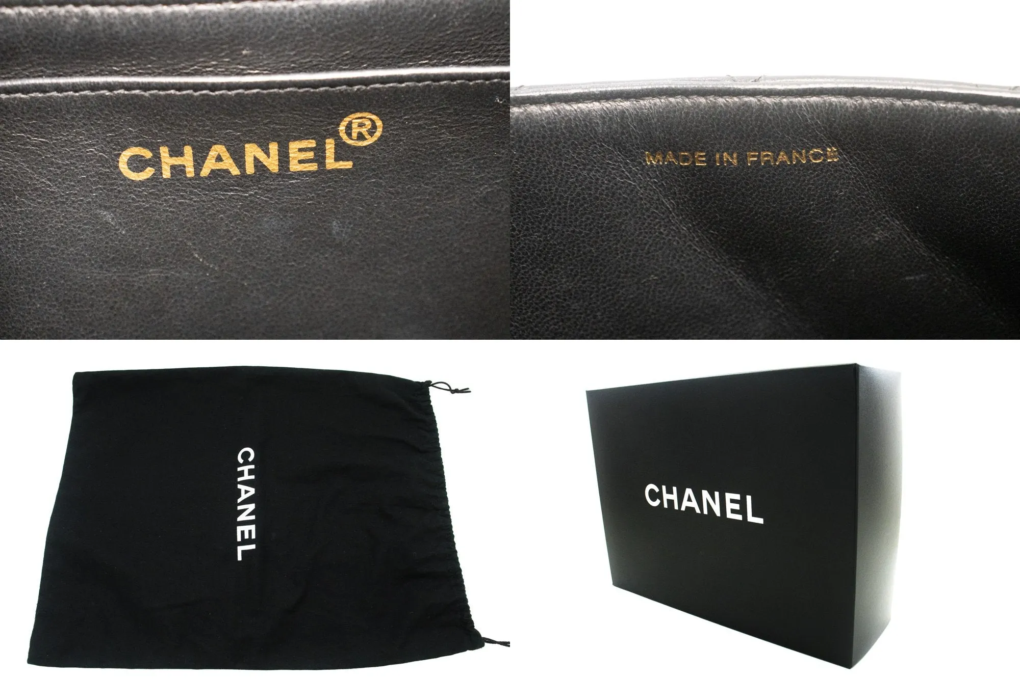 CHANEL Classic Large 11" Chain Shoulder Bag Flap Black Lambskin