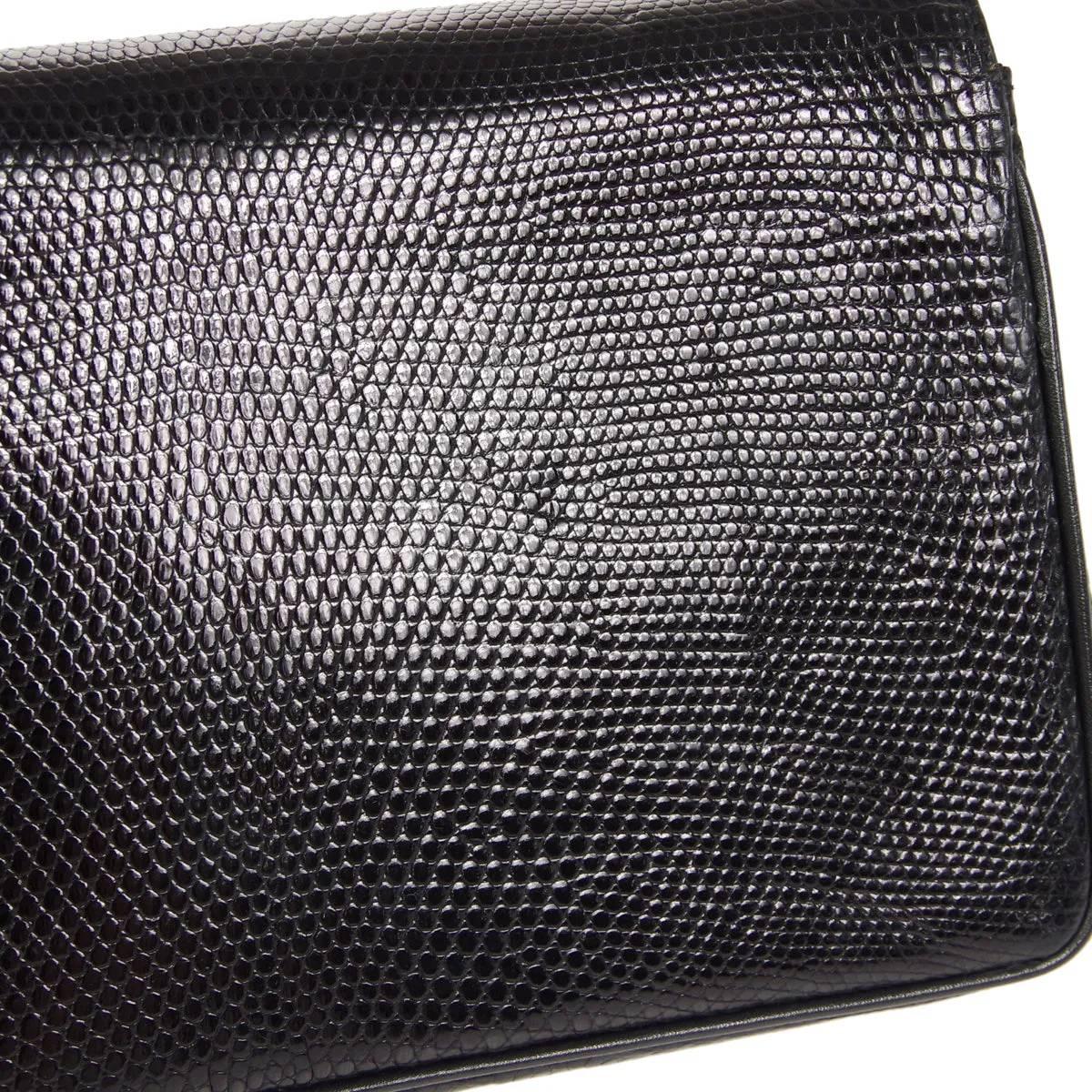 CHANEL * Single Chain Shoulder Bag Black Lizard