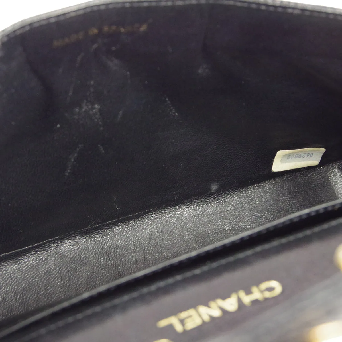 CHANEL * Single Chain Shoulder Bag Black Lizard