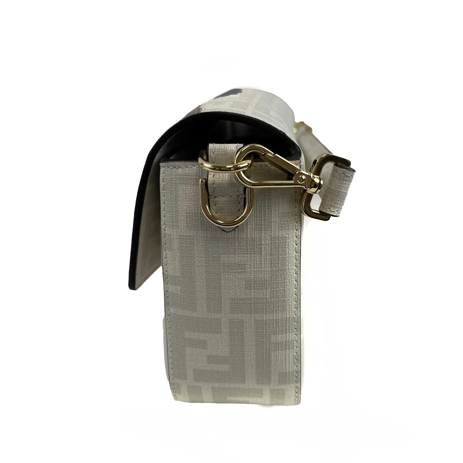 New Fendi White FF Glazed Baguette Crossbody in Bianco Perla with Bikini Girls Pattern - Without Tags