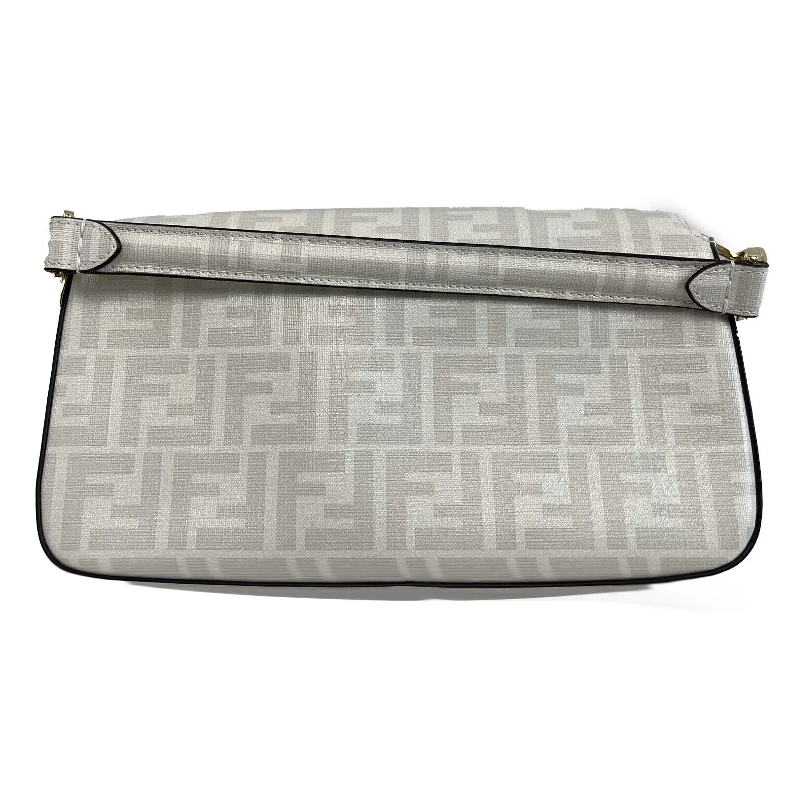 New Fendi White FF Glazed Baguette Crossbody in Bianco Perla with Bikini Girls Pattern - Without Tags