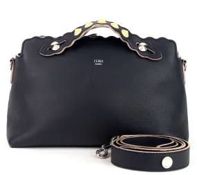 Fendi Black Leather Small Pearl Embellished By The Way Satchel