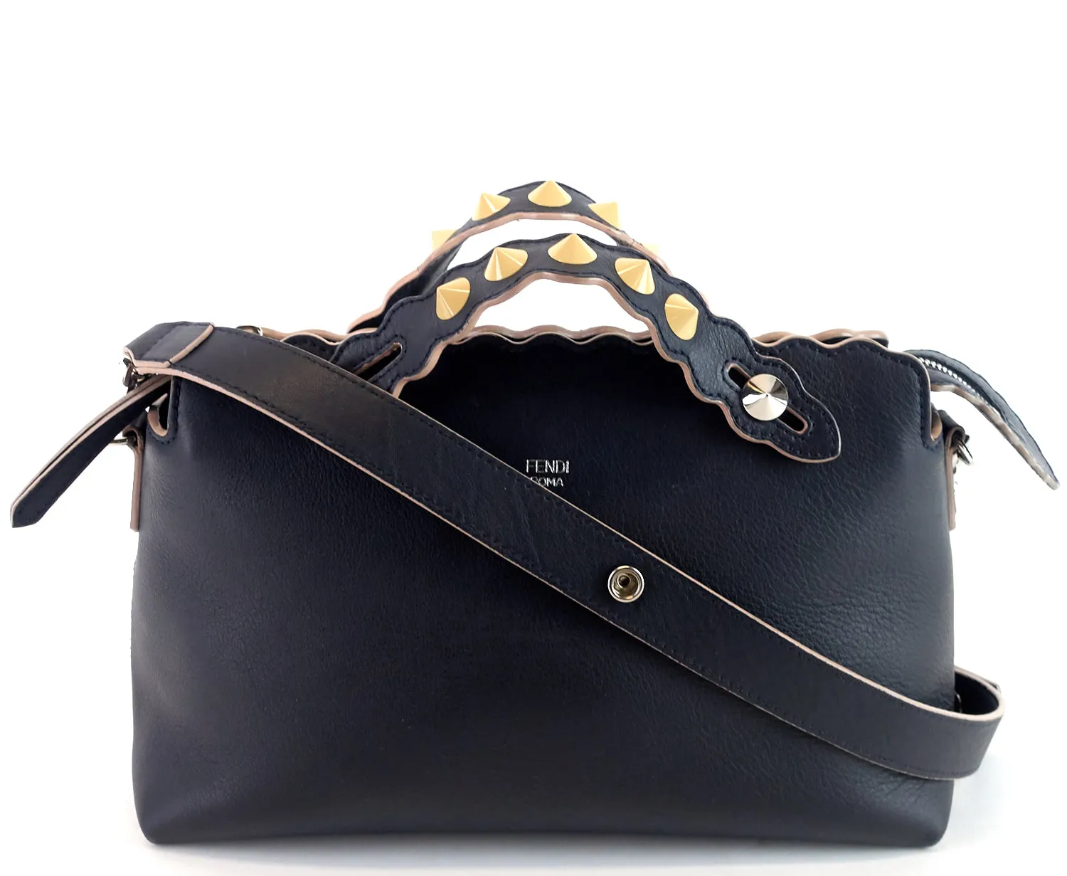 Fendi Black Leather Small Pearl Embellished By The Way Satchel