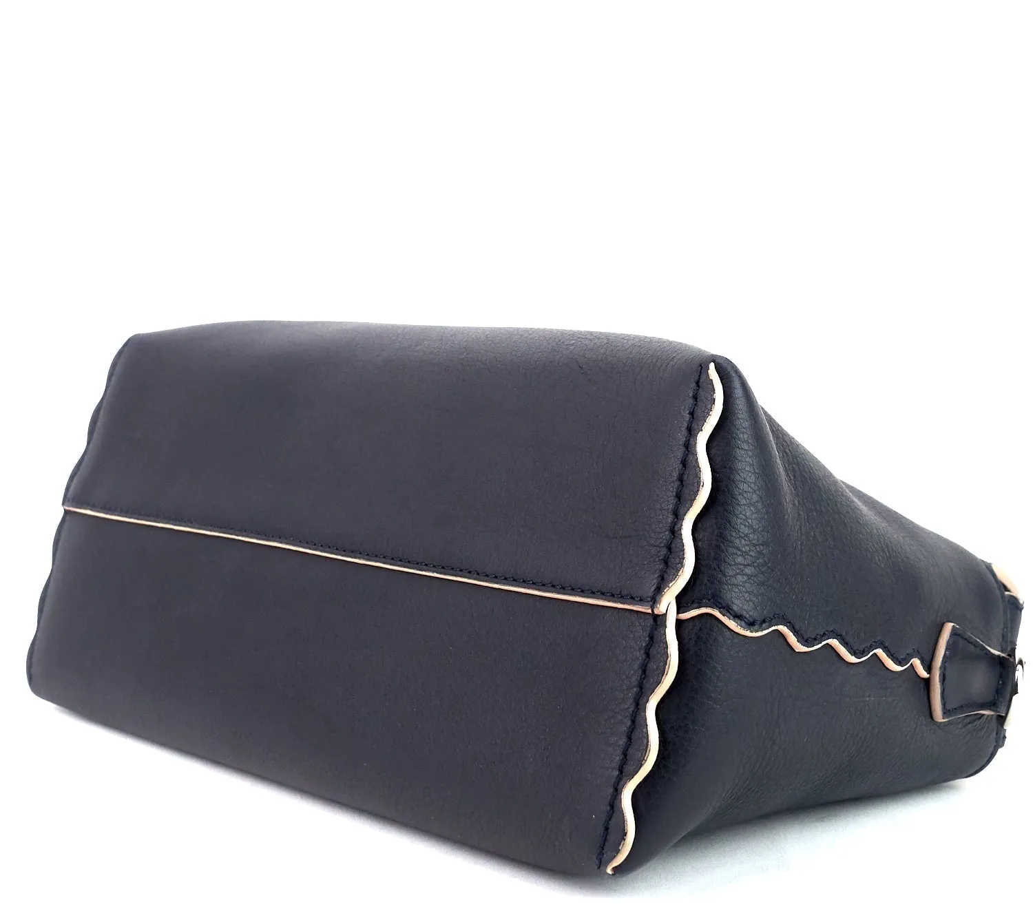 Fendi Black Leather Small Pearl Embellished By The Way Satchel