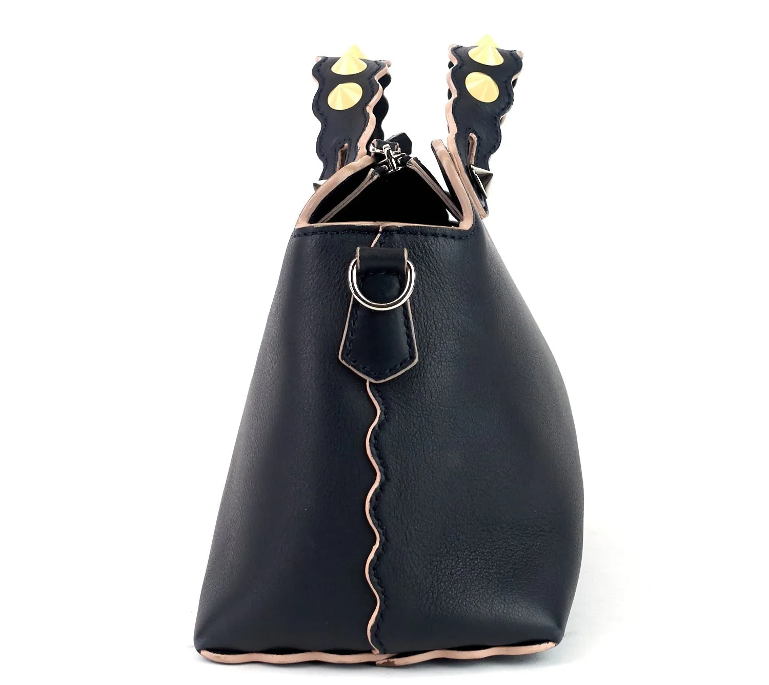 Fendi Black Leather Small Pearl Embellished By The Way Satchel