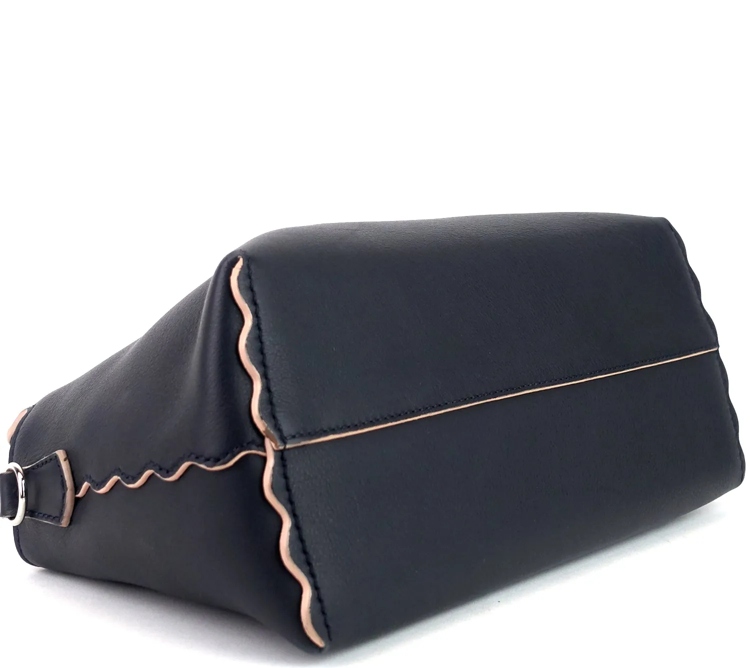 Fendi Black Leather Small Pearl Embellished By The Way Satchel