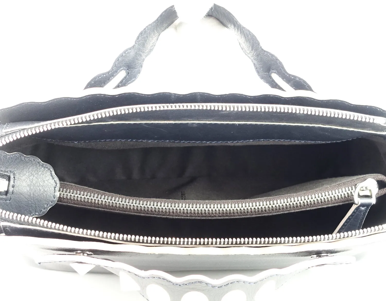 Fendi Black Leather Small Pearl Embellished By The Way Satchel