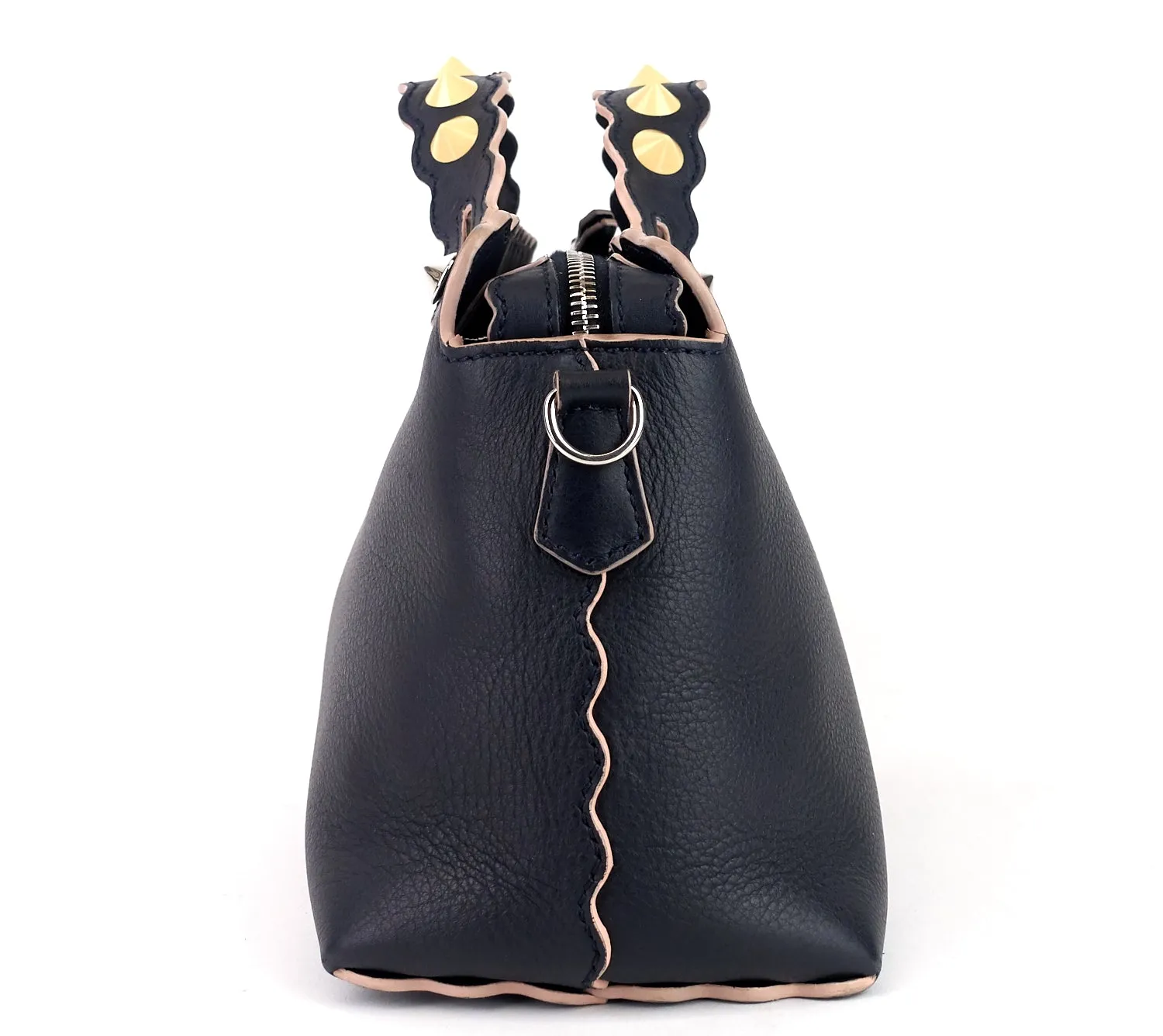 Fendi Black Leather Small Pearl Embellished By The Way Satchel