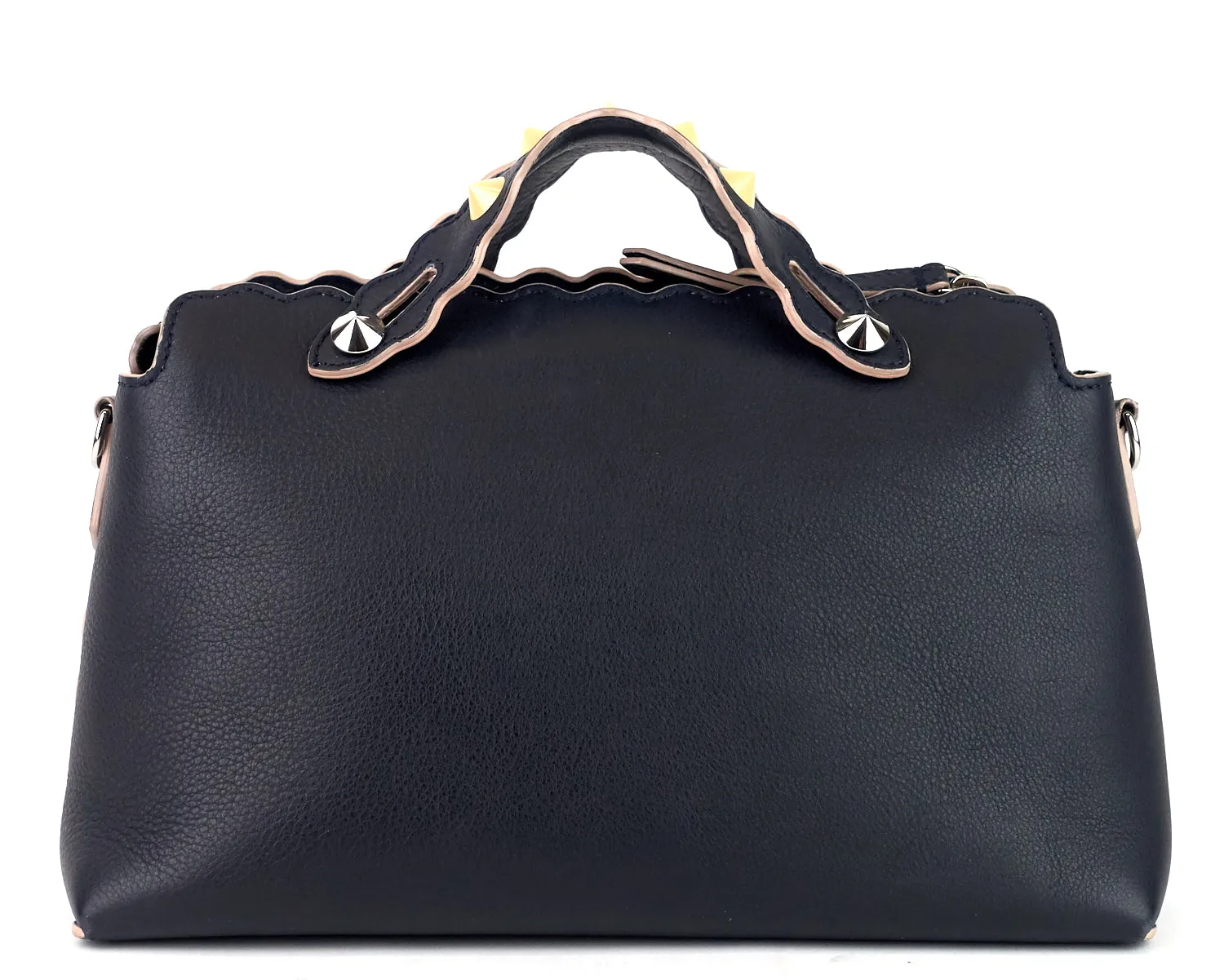 Fendi Black Leather Small Pearl Embellished By The Way Satchel