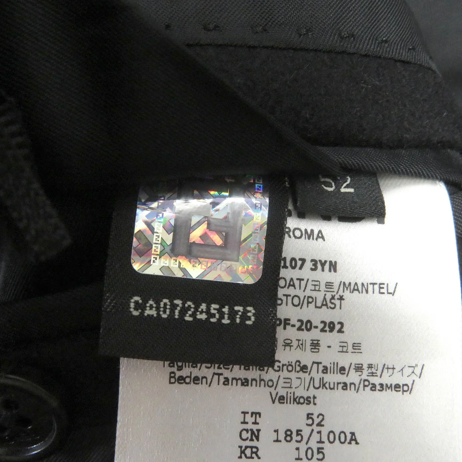 FENDI Chester coat FF01073YN wool black 52