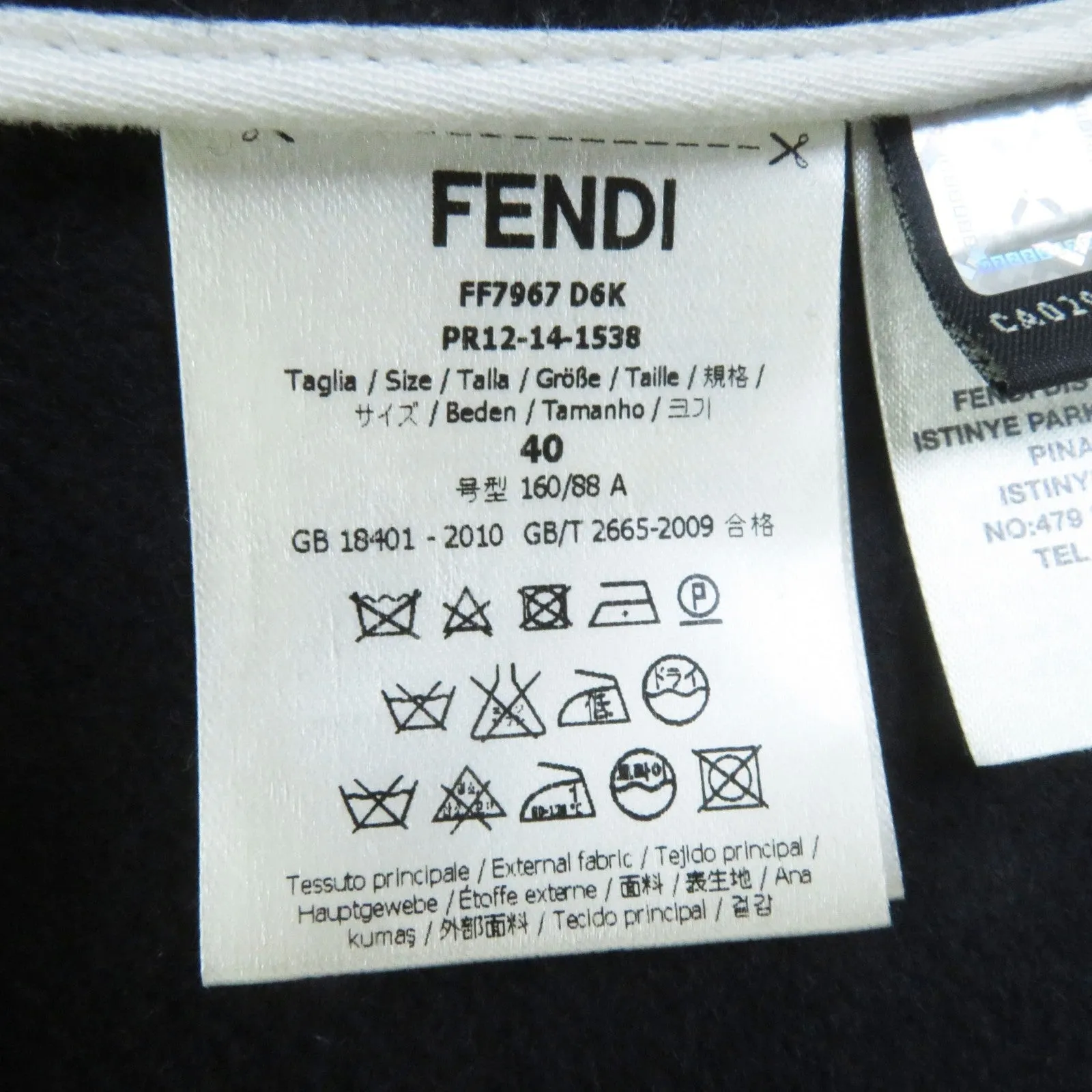 FENDI coat wool Dark navy 40