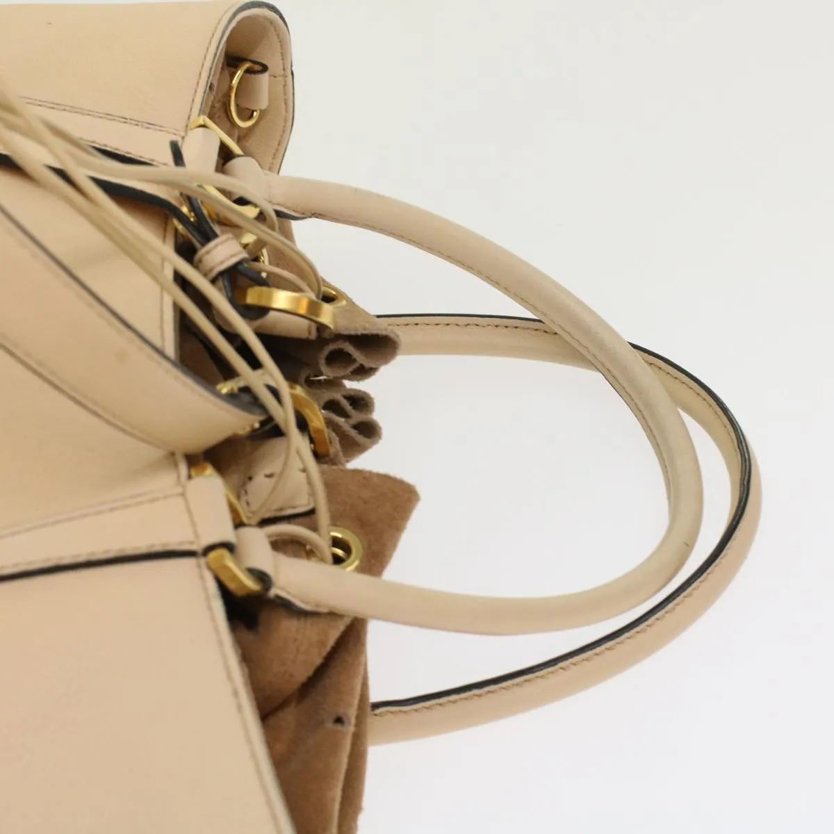 FENDI Hand Bag Suede Leather 2way Beige  48745
