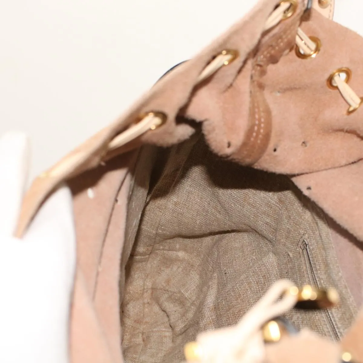 FENDI Hand Bag Suede Leather 2way Beige  48745