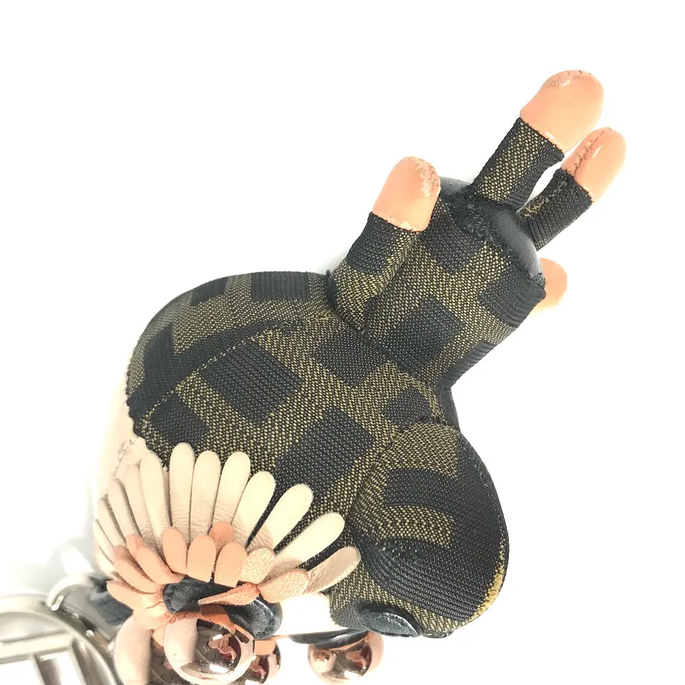 FENDI key ring canvas Brown Zucca Space monkey