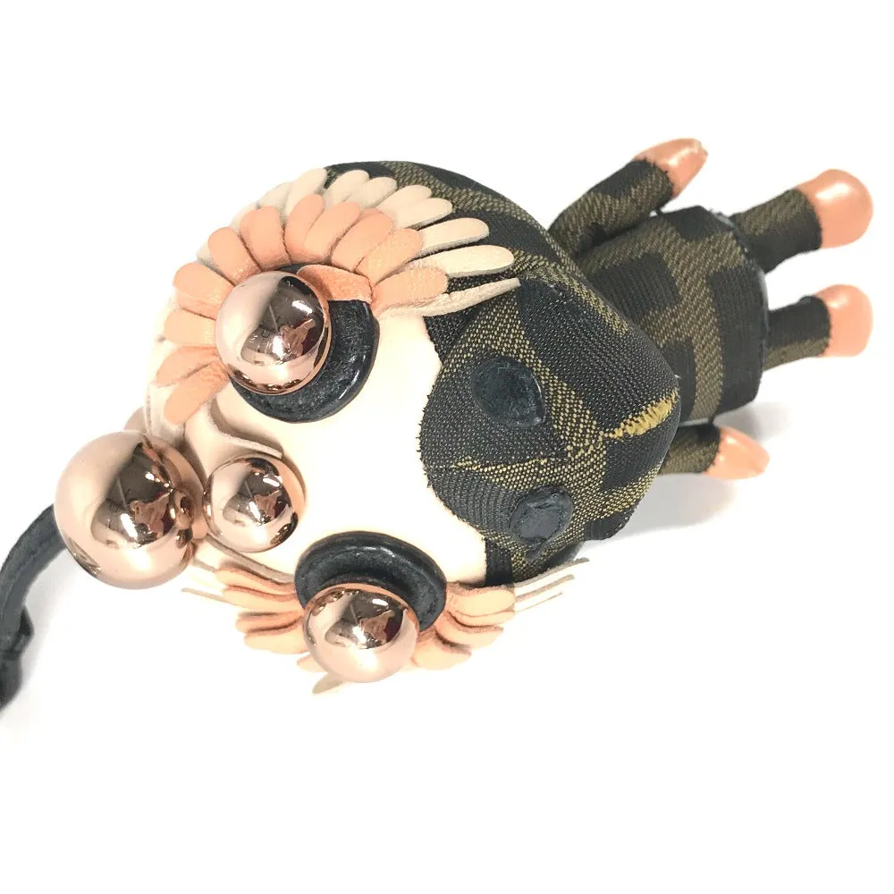 FENDI key ring canvas Brown Zucca Space monkey