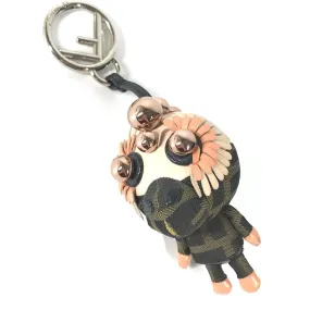 FENDI key ring canvas Brown Zucca Space monkey