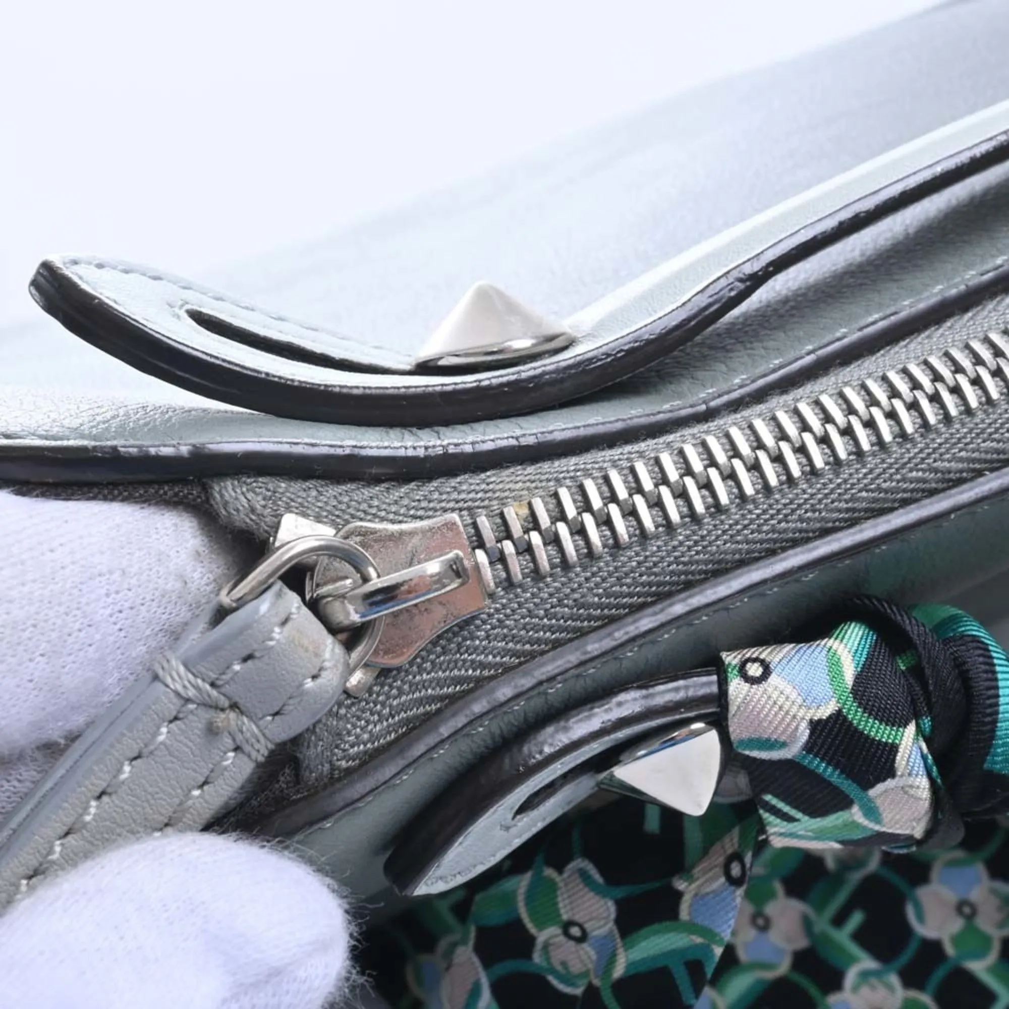FENDI leather visor way medium handbag with twilly 8BL124 gray ladies