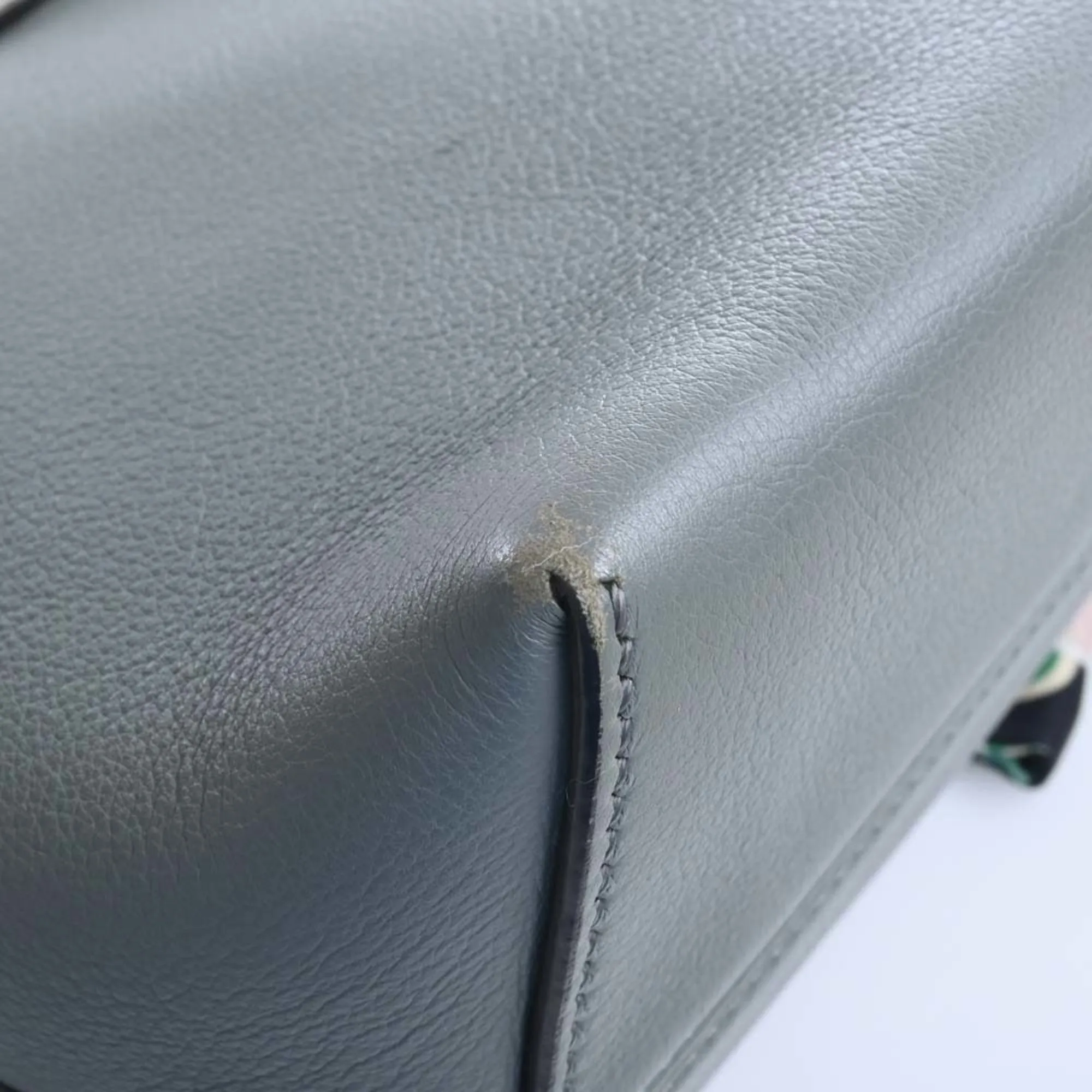 FENDI leather visor way medium handbag with twilly 8BL124 gray ladies