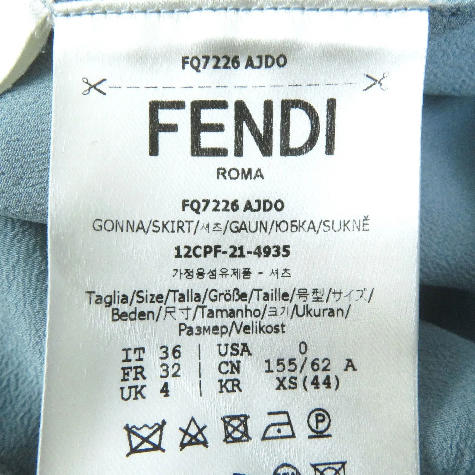 FENDI Long skirt FQ7226 silk Light blue 36