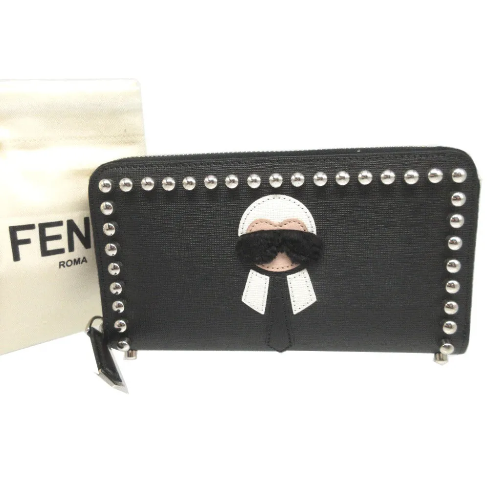 FENDI Long Wallet Purse 8M0299 leather black Karito
