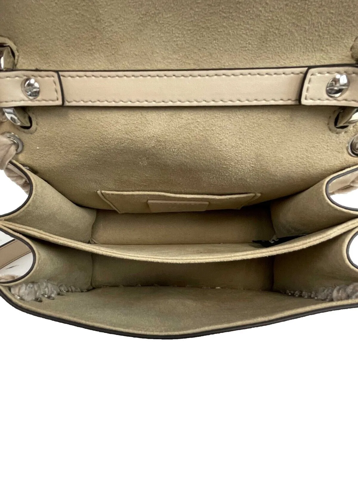 New Fendi Kan I Crossbody Bag - Embellished Whipstitch Leather in Nude Beige