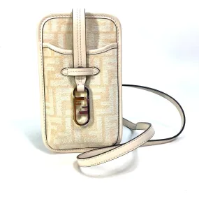 FENDI Pouch 7AS131 viscose/leather beige Smartphone case Zucca logo phone pouch, smartphone pouch Women Used
