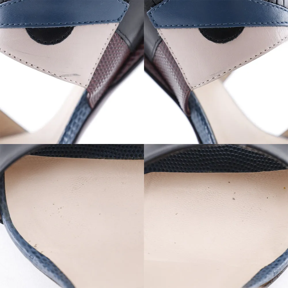 FENDI Sandals Calfskin Black / blue Ankle strap monster Women 37 1/2 Used