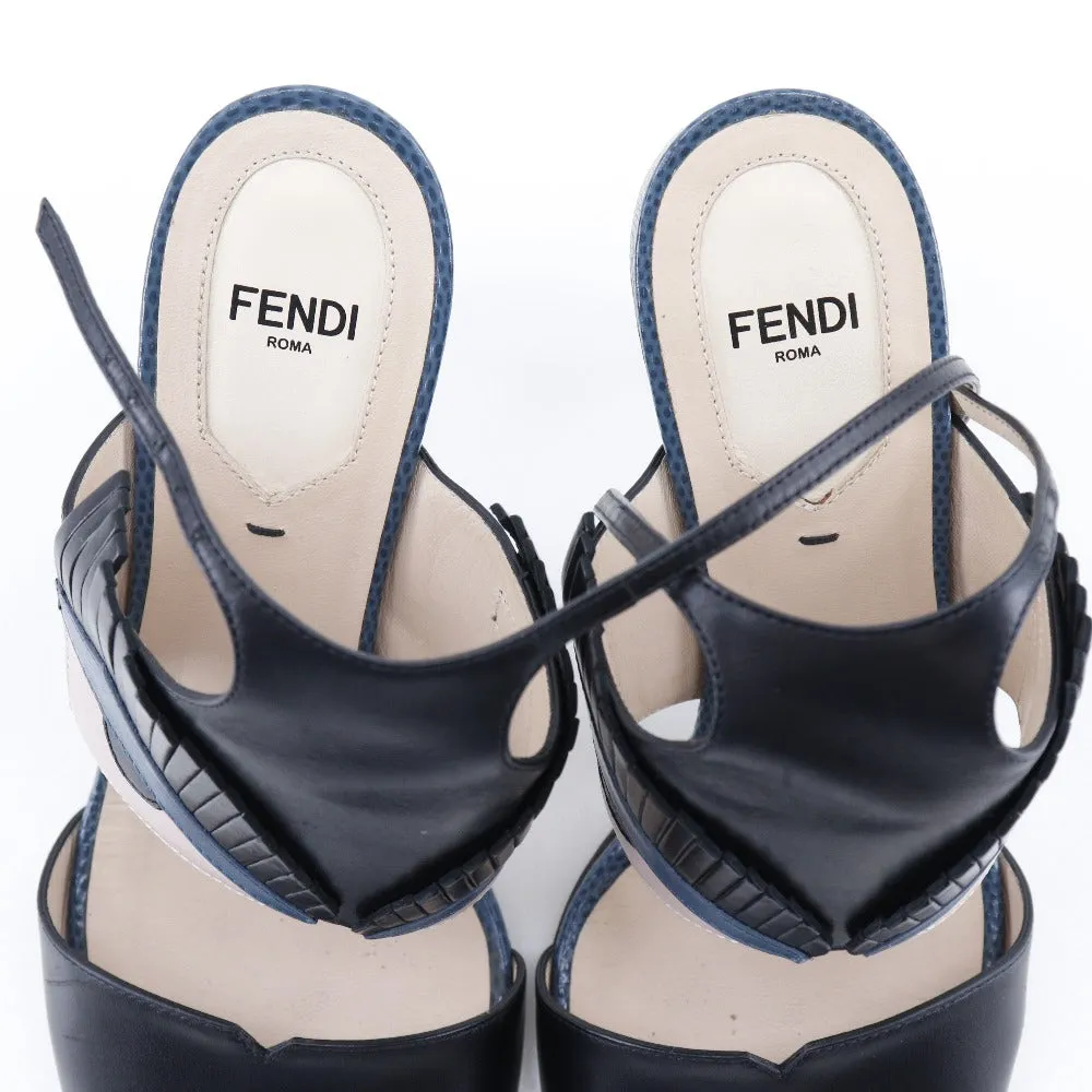 FENDI Sandals Calfskin Black / blue Ankle strap monster Women 37 1/2 Used