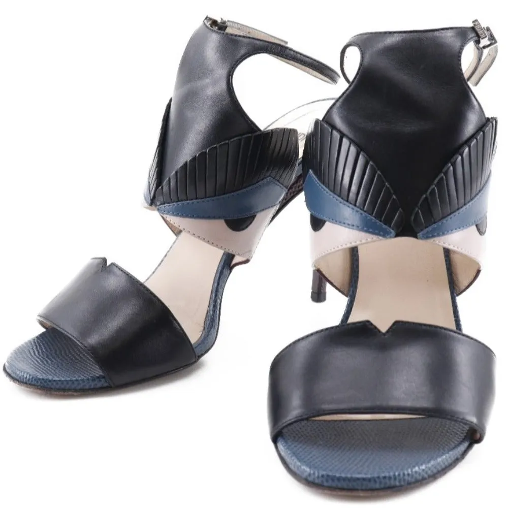 FENDI Sandals Calfskin Black / blue Ankle strap monster Women 37 1/2 Used