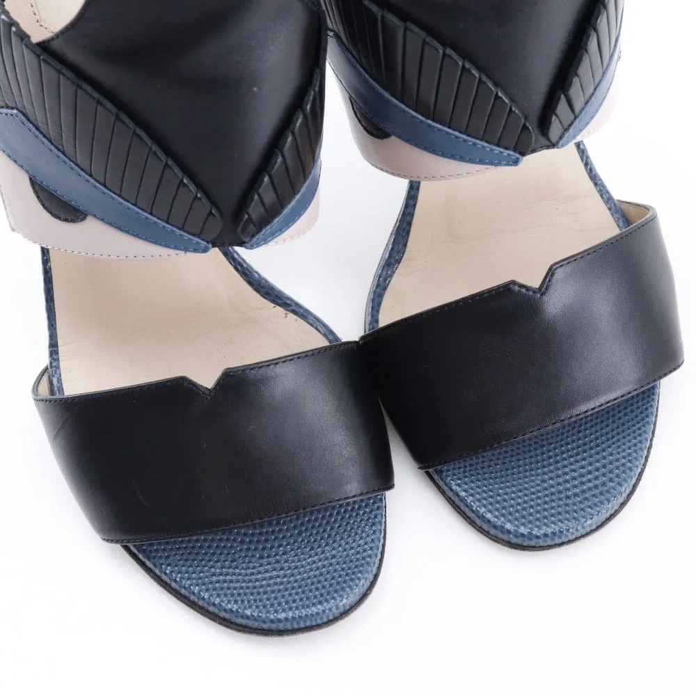 FENDI Sandals Calfskin Black / blue Ankle strap monster Women 37 1/2 Used