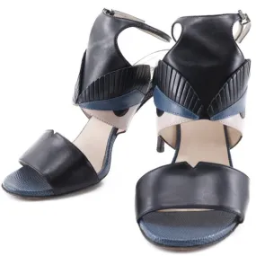 FENDI Sandals Calfskin Black / blue Ankle strap monster Women 37 1/2 Used