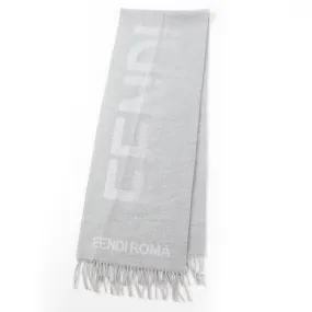FENDI Scarf Main: 60% wool, 23% cashmere, 13% rayon, 4% metal fiber Light Gray Silver FXT485 AROQ TU Women Used