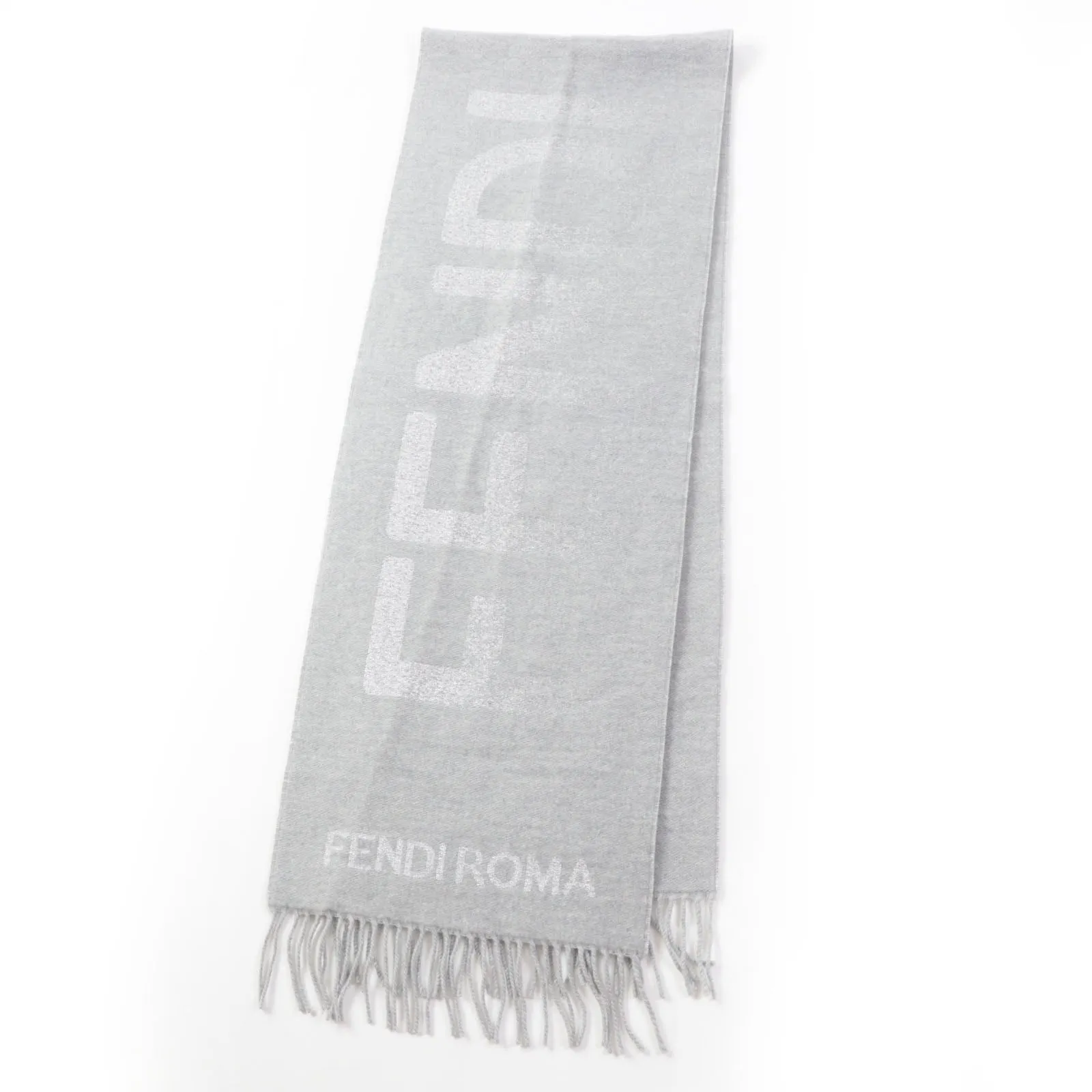 FENDI Scarf Main: 60% wool, 23% cashmere, 13% rayon, 4% metal fiber Light Gray Silver FXT485 AROQ TU Women Used