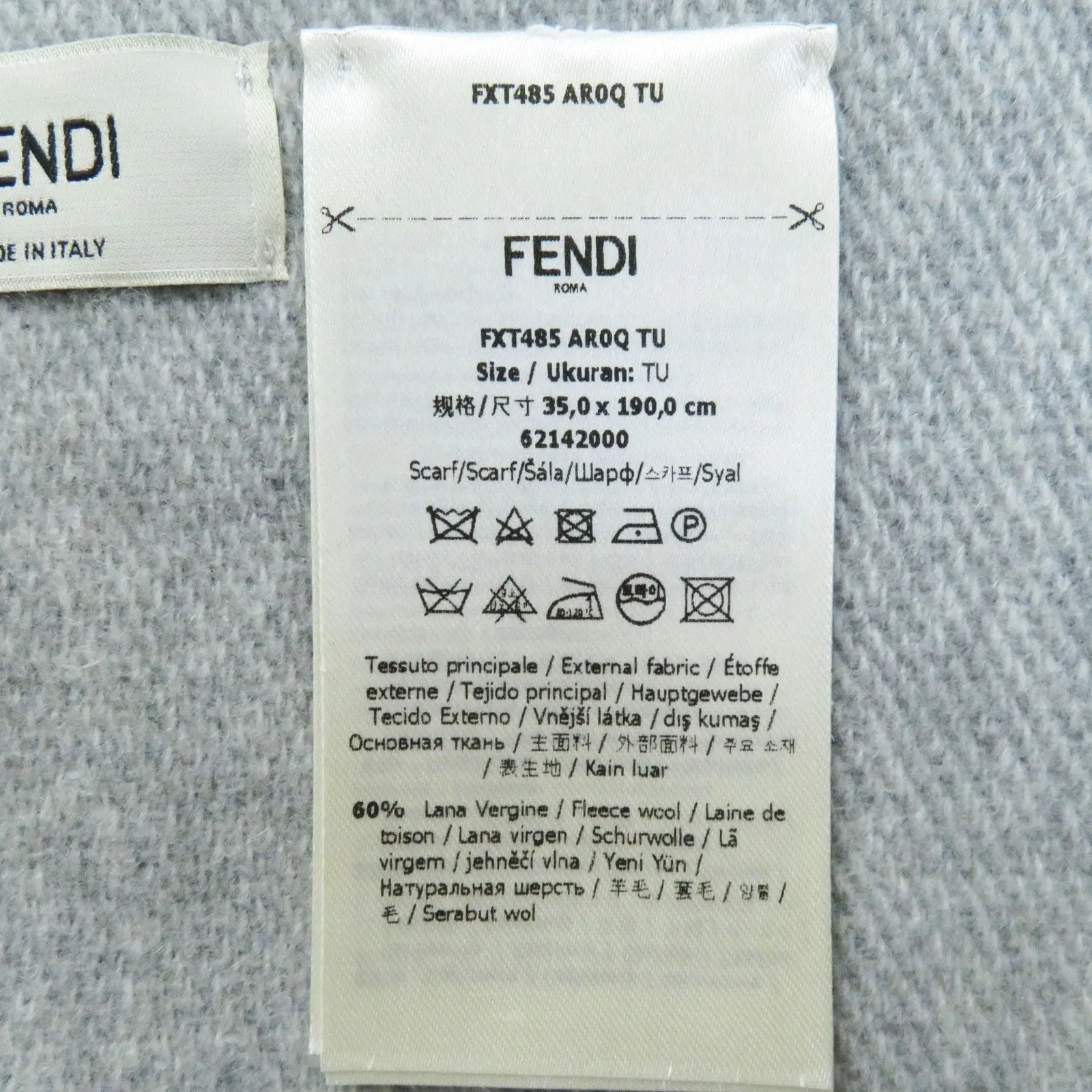 FENDI Scarf Main: 60% wool, 23% cashmere, 13% rayon, 4% metal fiber Light Gray Silver FXT485 AROQ TU Women Used