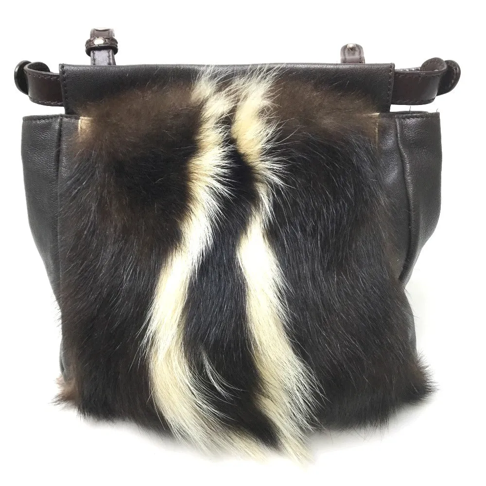 FENDI Shoulder Bag 8BT161 fur Dark brown Fur bag Peekaboo