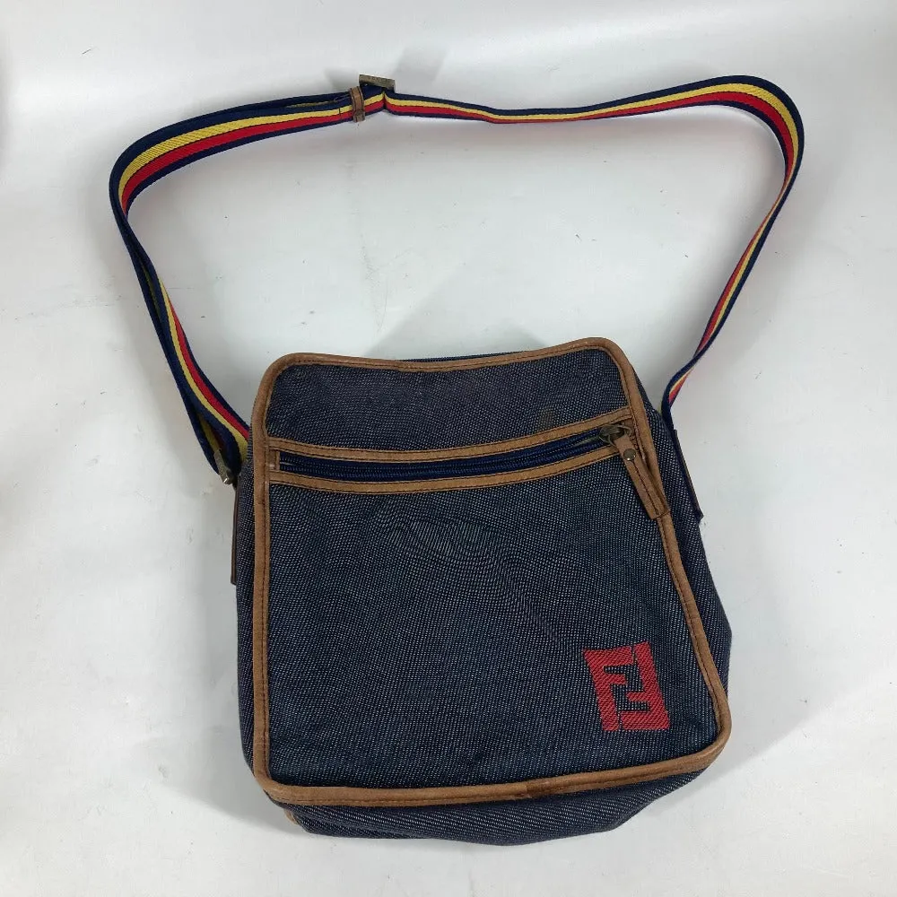 FENDI Shoulder Bag denim blue Pochette logo